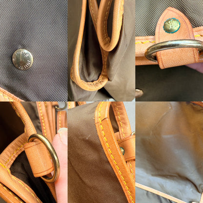 Vintage Louis Vuitton Brown Garment Bag Travel Cover Leather Trim - 2