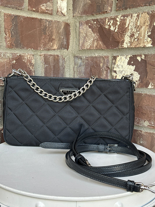 Prada Nylon Impuntu Quilted Flap Crossbody 23431