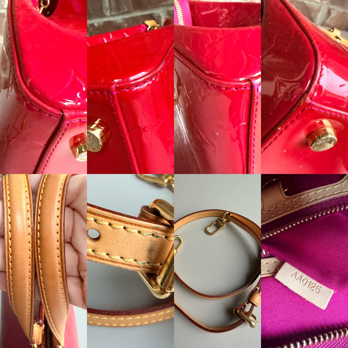Louis Vuitton Brea Handbag Monogram Vernis MM Red 67532