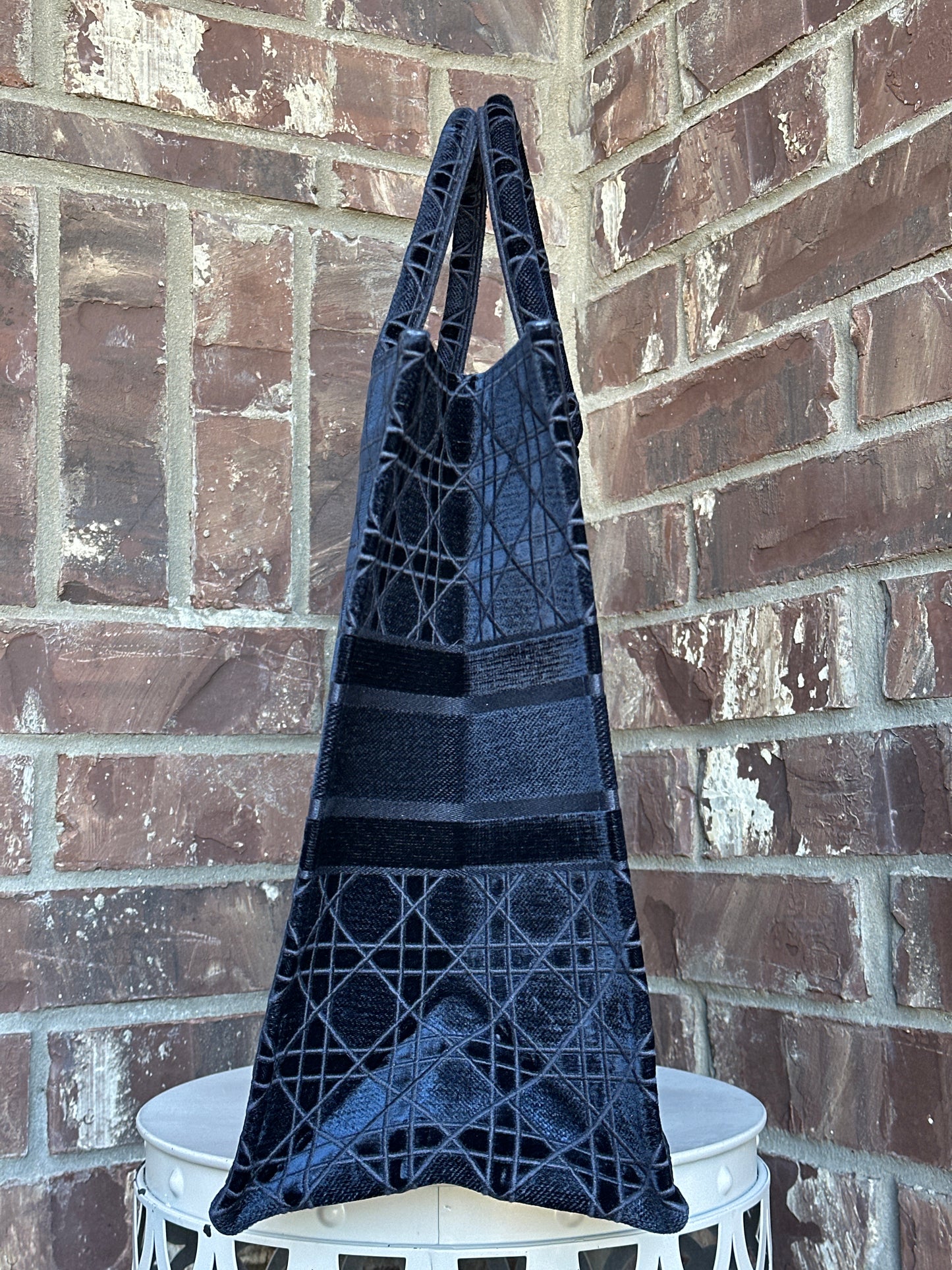 Christian Dior Book Tote Cannage Embroidered Velvet Large 57622