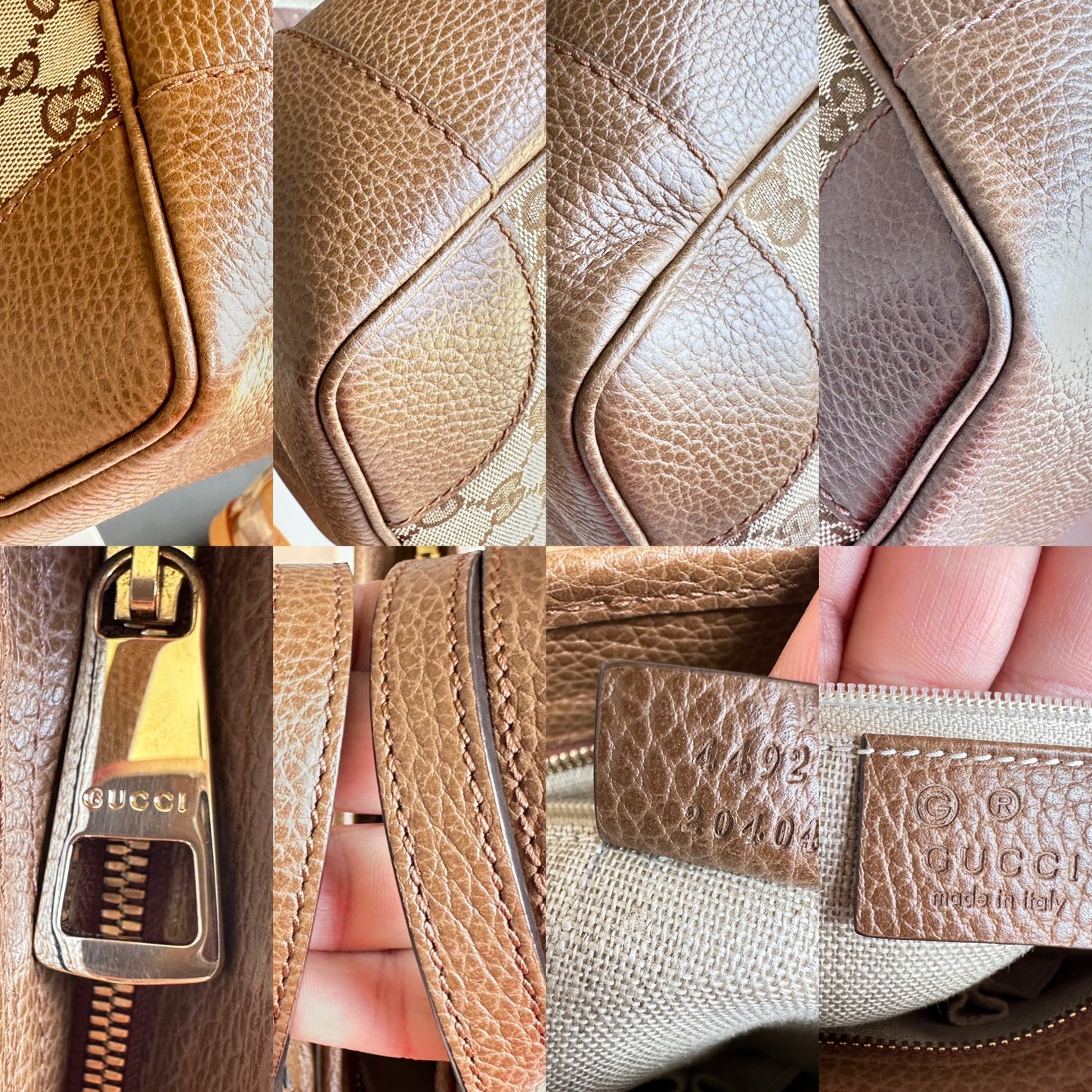 Gucci Bree Convertible Tote GG Canvas with Leather Small Brown 73842