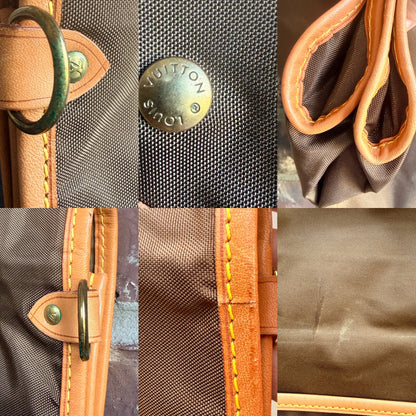 Vintage Louis Vuitton Brown Garment Bag Travel Cover Leather Trim - 1