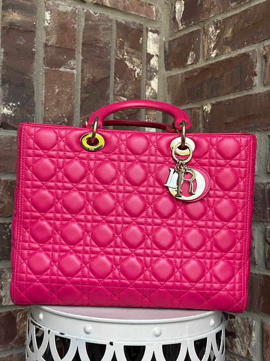Christian Dior Lady Dior Cannage Quilt Lambskin Large 231135