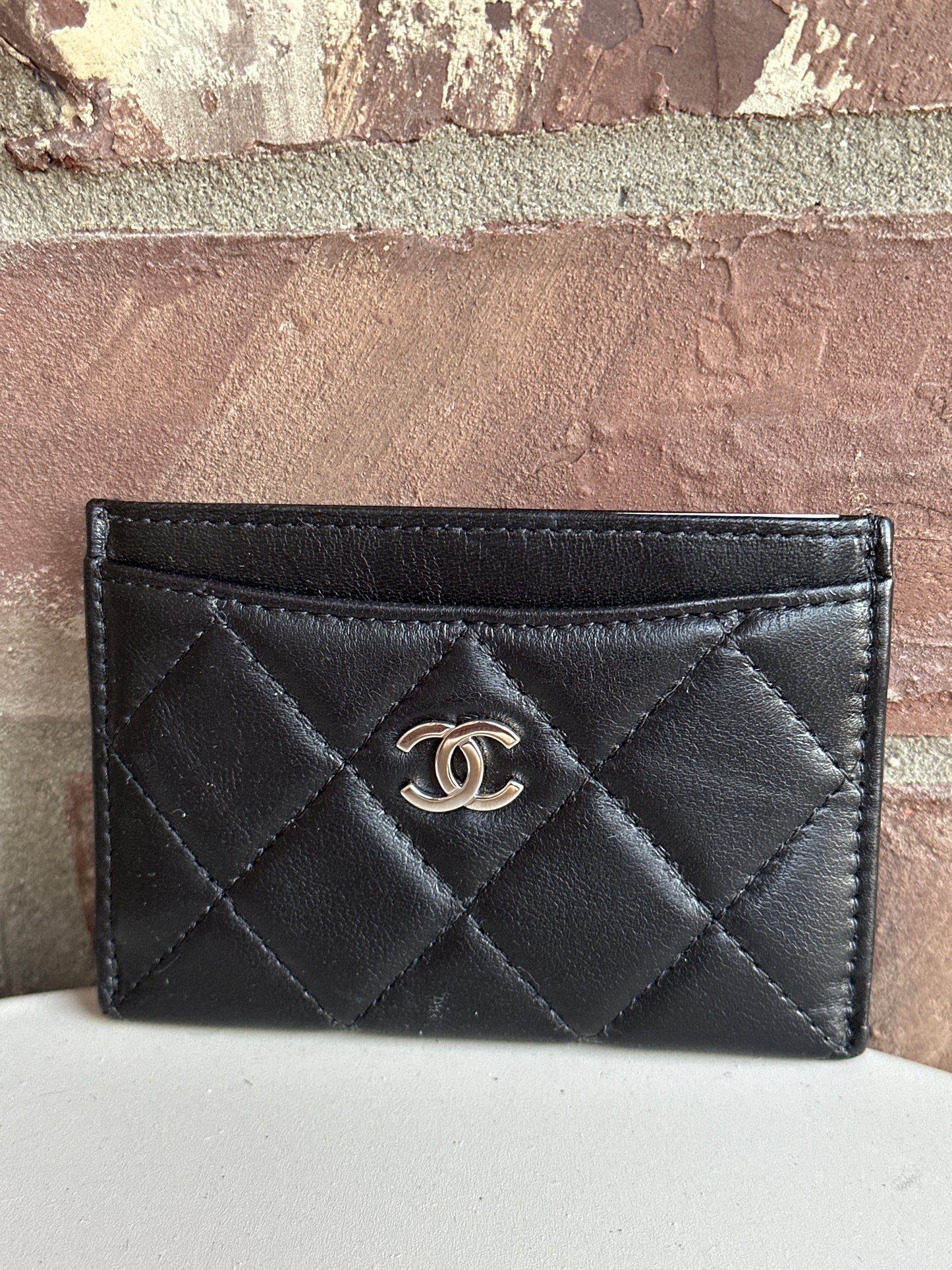 Chanel Matelasse Card Case Black Lambskin