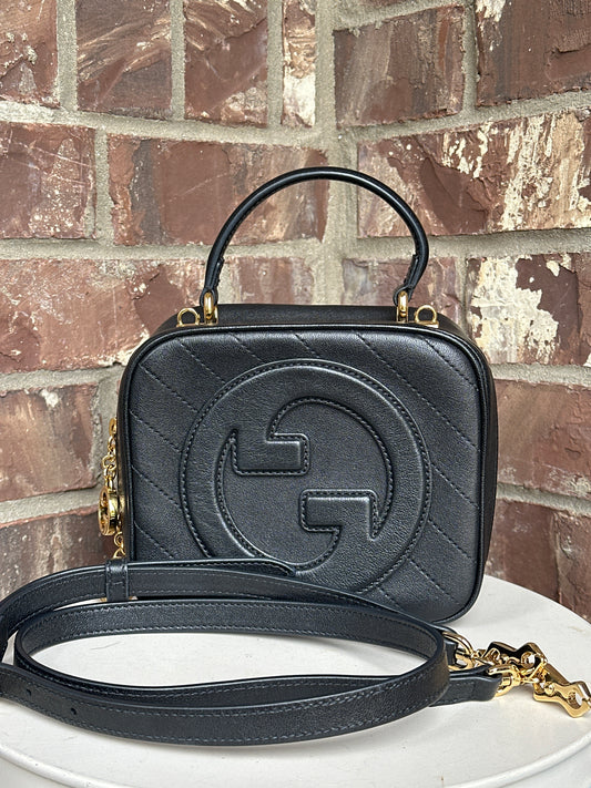 Gucci Blondie NM Top Handle Shoulder Bag Diagonal Quilted Leather 90004