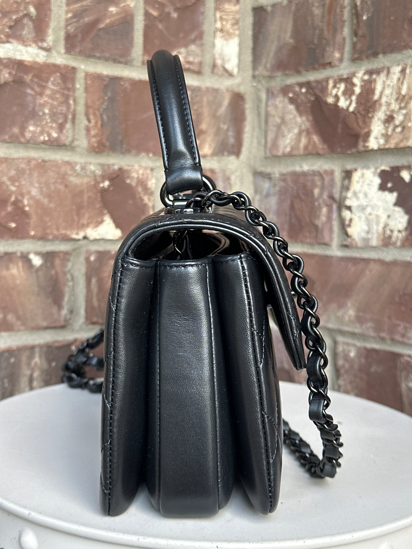 Chanel So Black Trendy CC Top Handle Mini Quilted Lambskin 90004