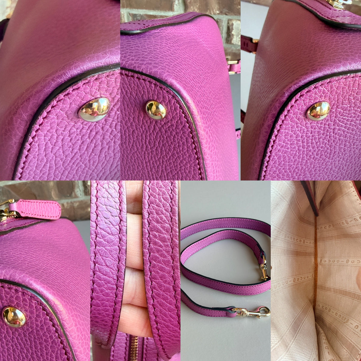 Gucci Lady Dollar Dome Satchel Leather Medium Purple 95045