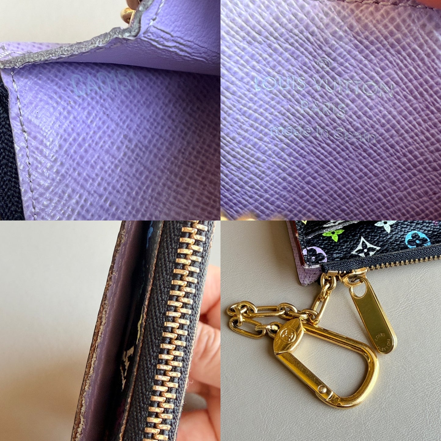 Louis Vuitton Key Pouch Monogram Multicolor Black 45623