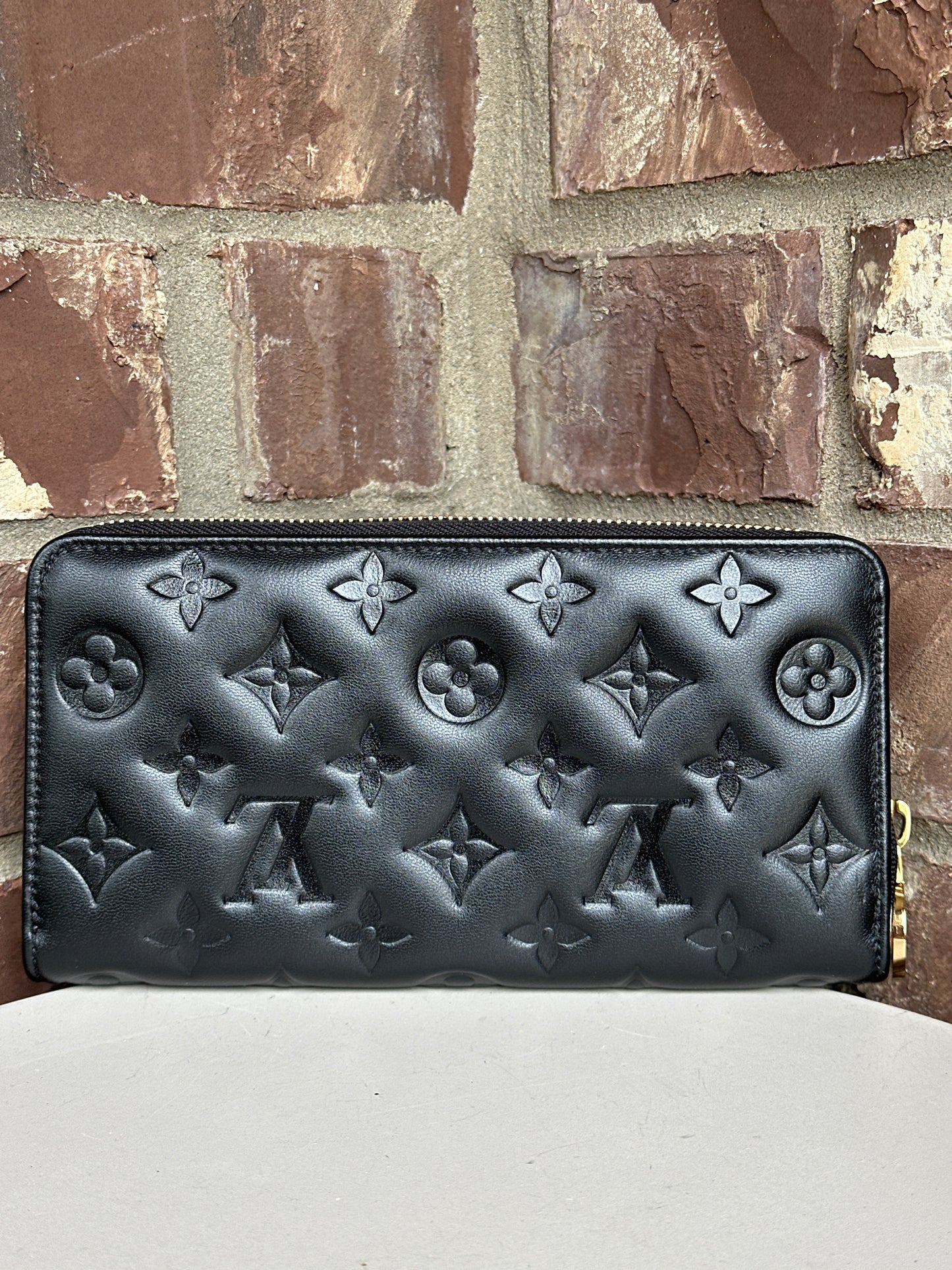 Louis Vuitton Coussin Zippy Wallet Monogram Embossed Lambskin 61113
