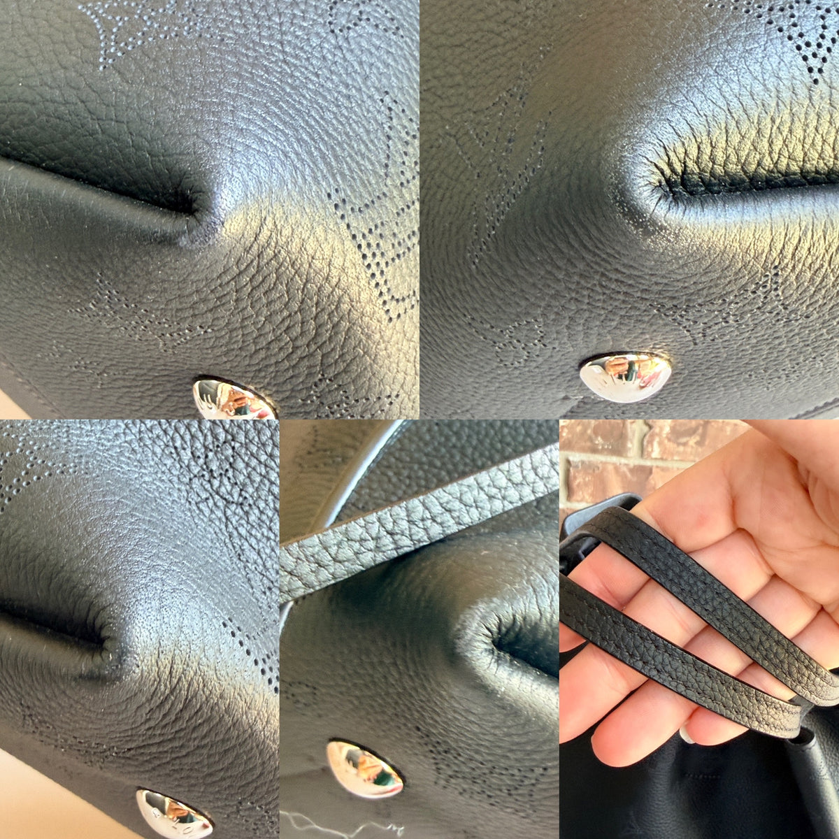 Louis Vuitton Boundless Handbag Mahina Leather Black 94754