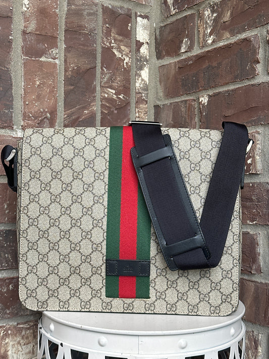 Gucci Web Flap Messenger Bag GG Coated Canvas Medium 23909