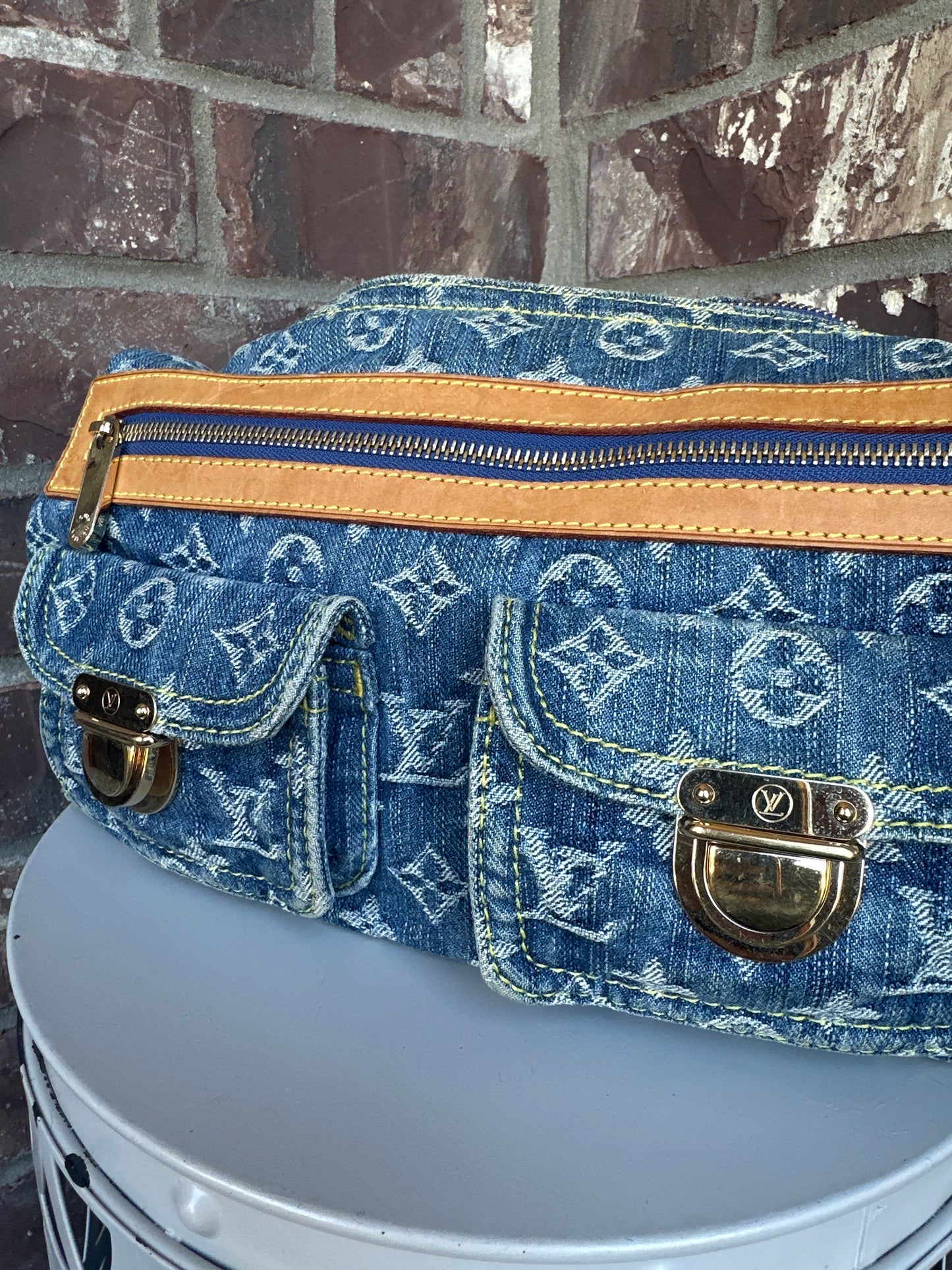 Louis Vuitton Baggy Handbag Denim PM 76676