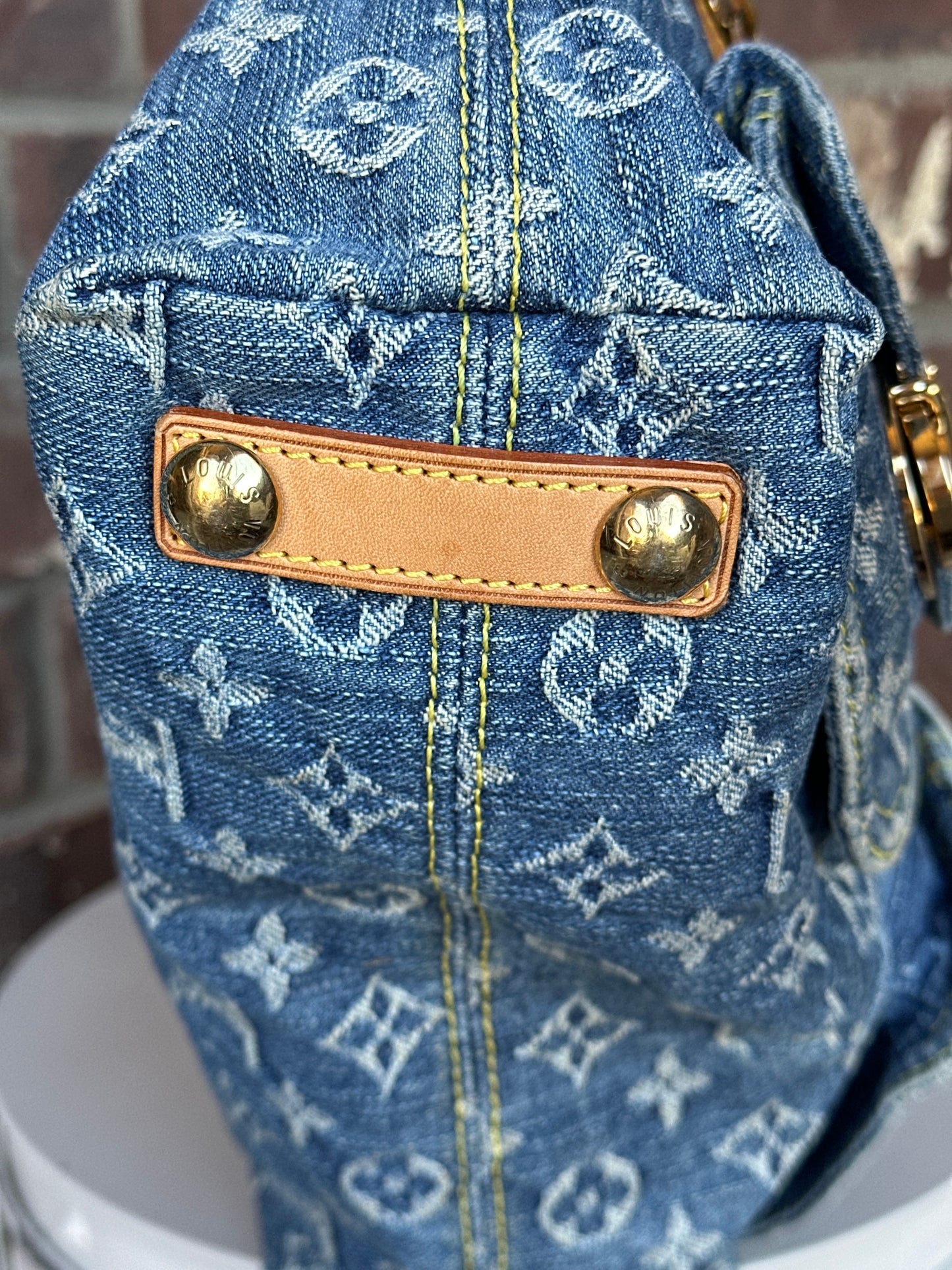 Louis Vuitton Baggy Handbag Denim PM 76676