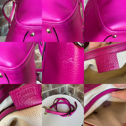 Gucci Soho Convertible Top Handle Leather Bag Small Pink 53012