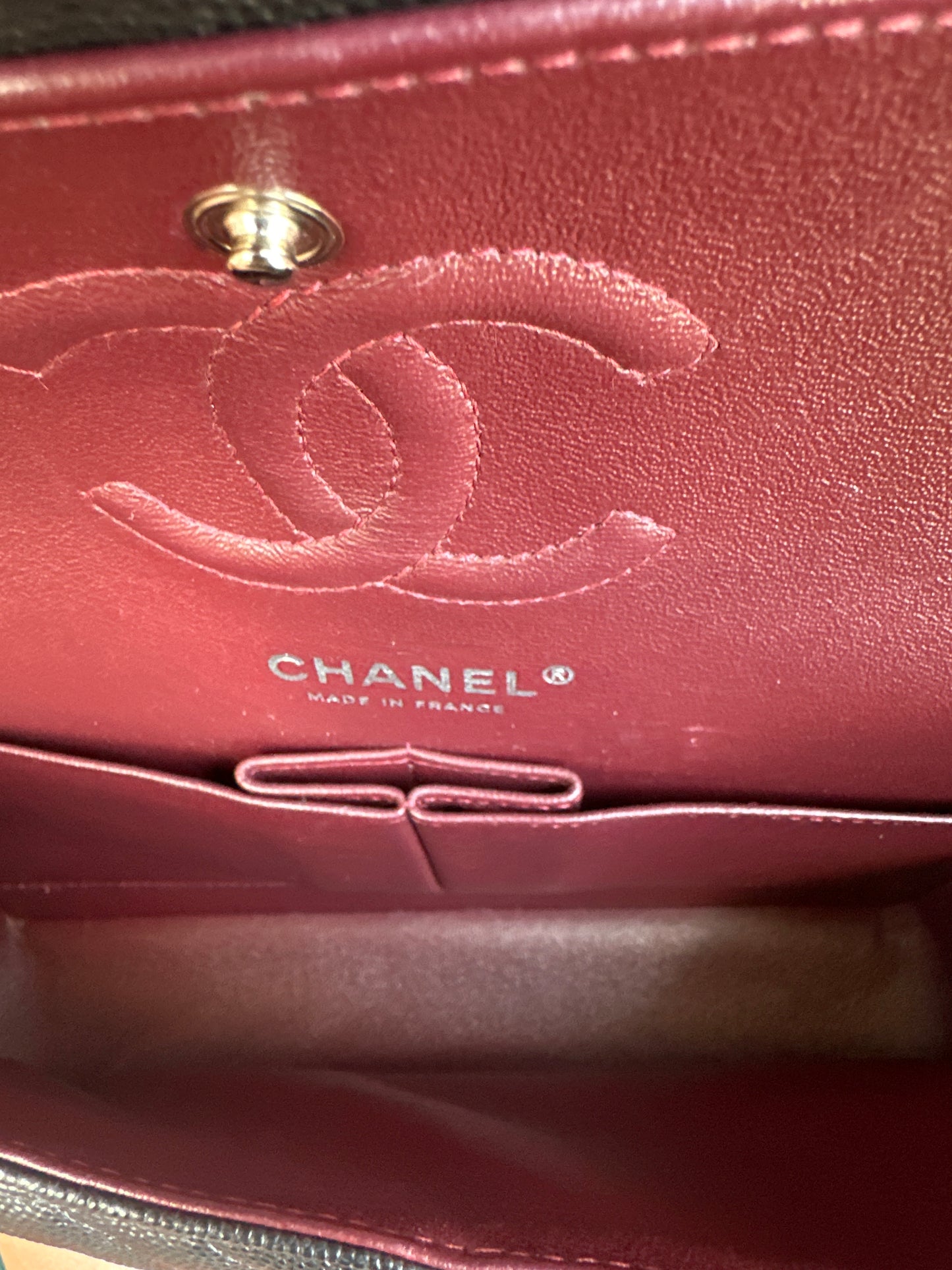 Chanel Classic Double Flap Bag Chevron Caviar Small 33324