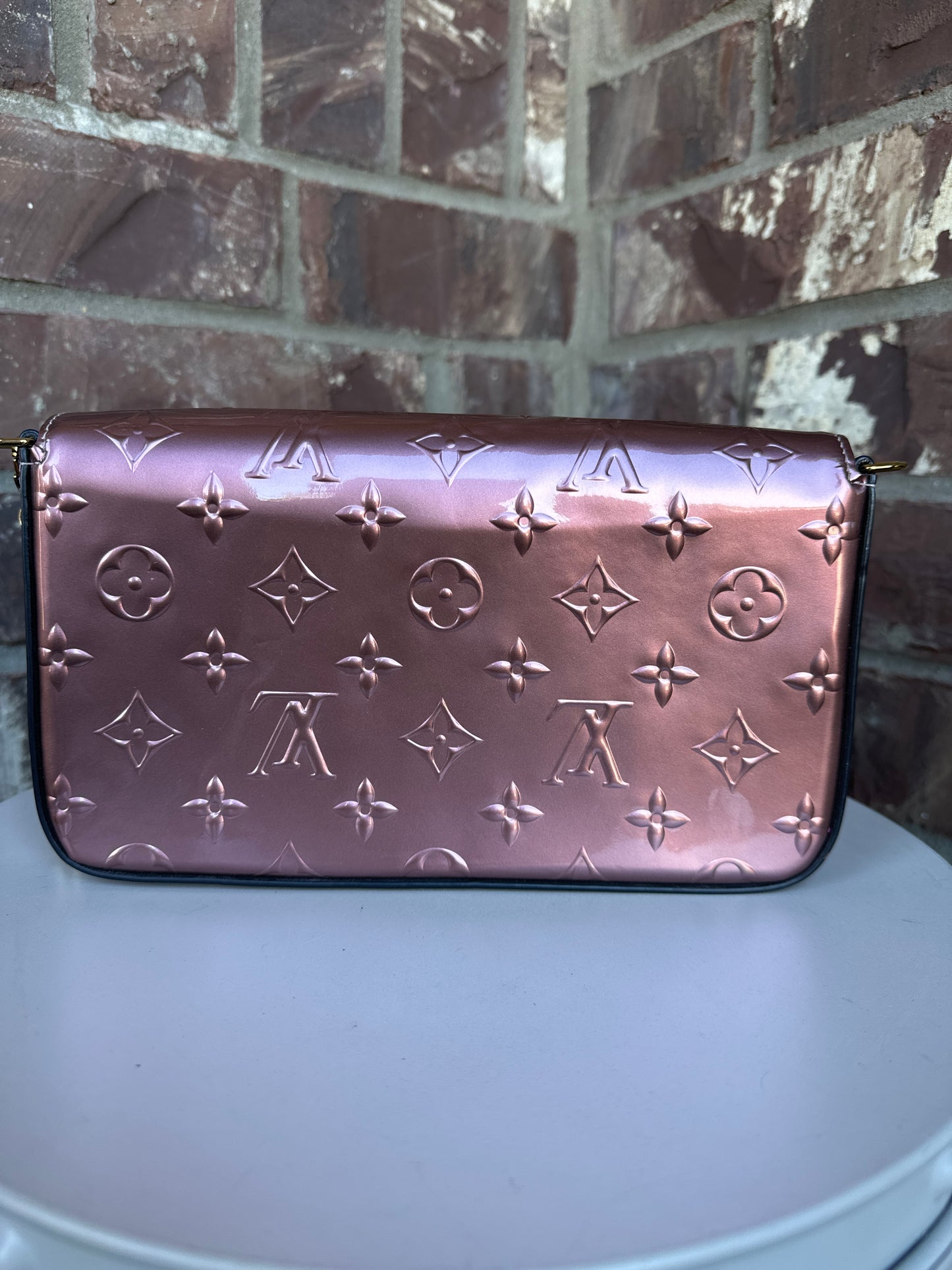 Louis Vuitton Felicie Pochette Limited Edition Metallic Monogram Vernis 79008