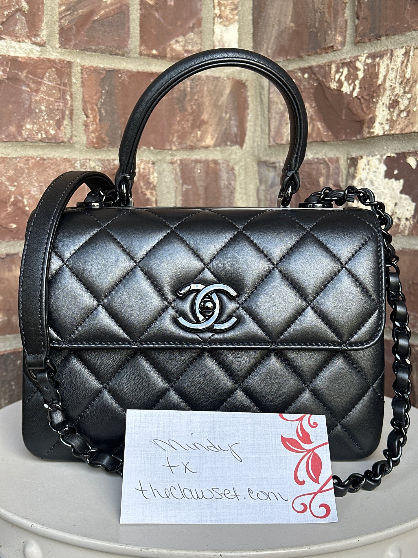 Chanel So Black Trendy CC Top Handle Mini Quilted Lambskin 90004