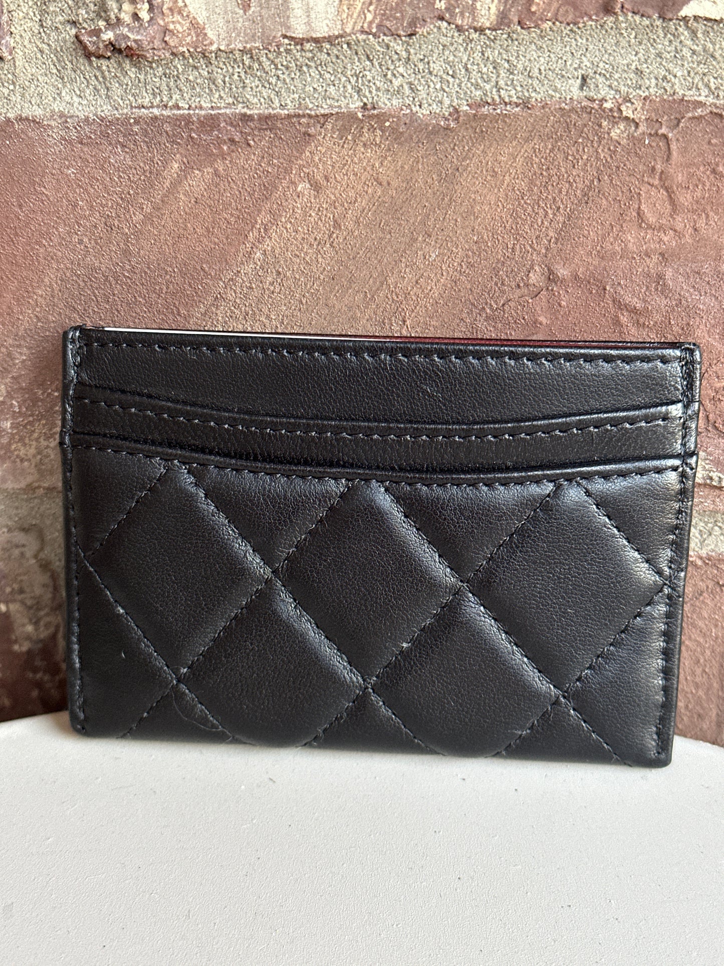 Chanel Matelasse Card Case Black Lambskin