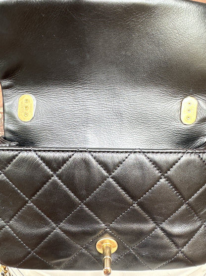 Chanel Crystal Pearls Chain Flap Bag Quilted Calfskin Small 32256
