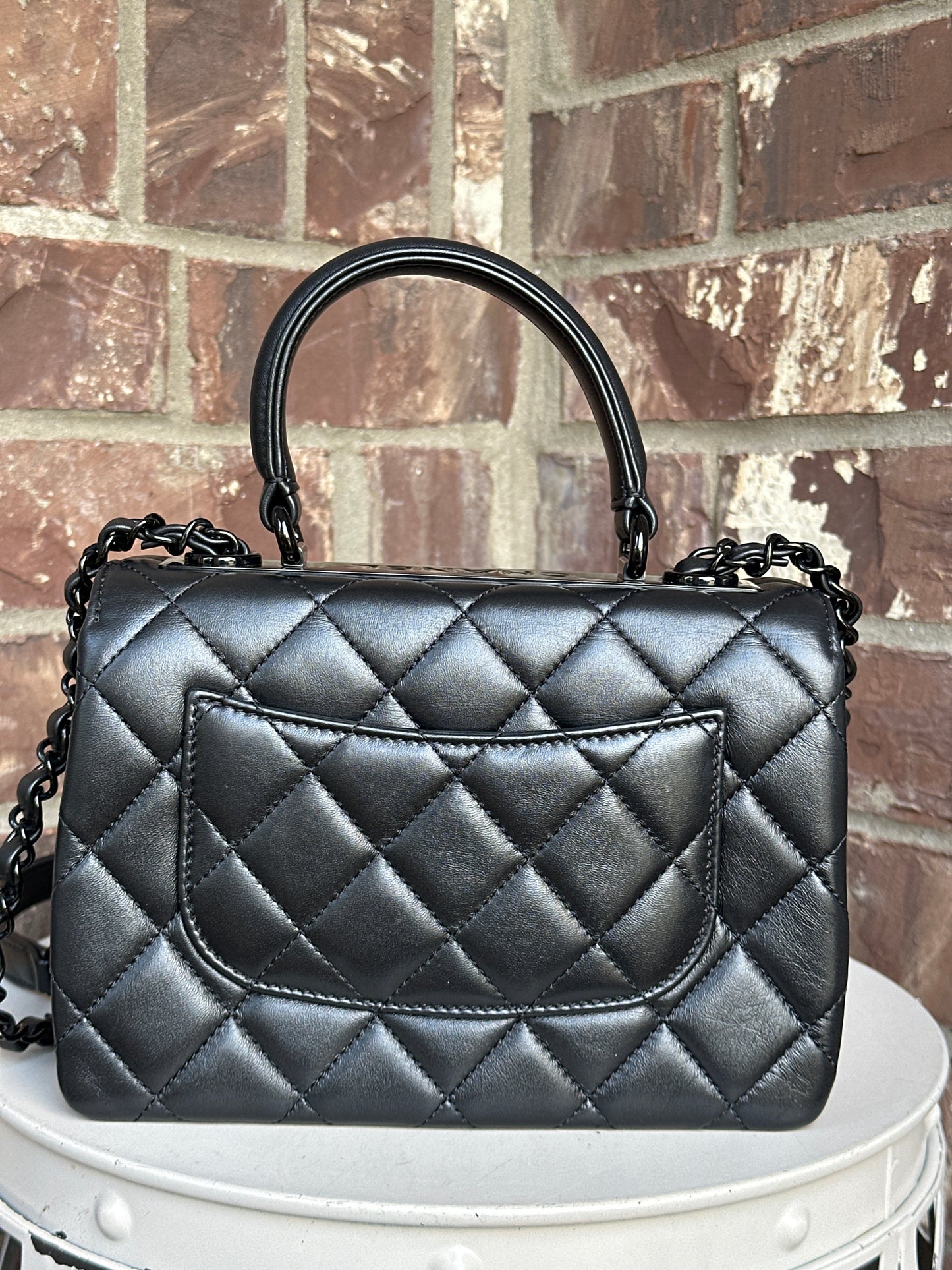 Chanel So Black Trendy CC Top Handle Mini Quilted Lambskin 90004