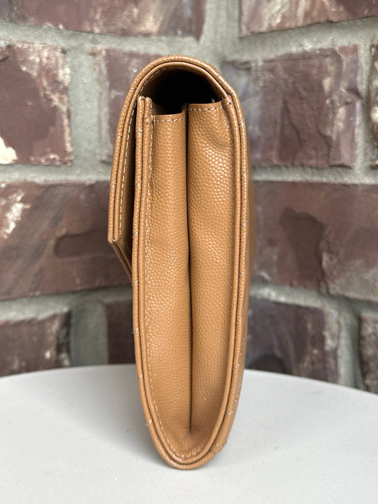 Saint Laurent Classic Monogram Envelope Wristlet Clutch Matelasse Chevron Leather 43566