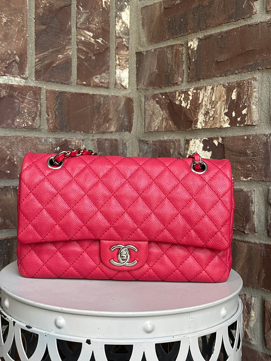 Chanel Classic Double Flap Bag Quilted Caviar Medium 800902