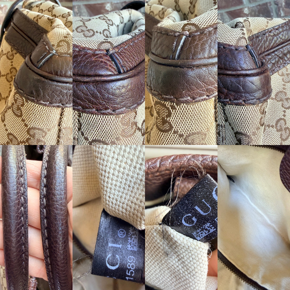 Gucci GG Running Tote GG Canvas with Leather Medium Brown 43732