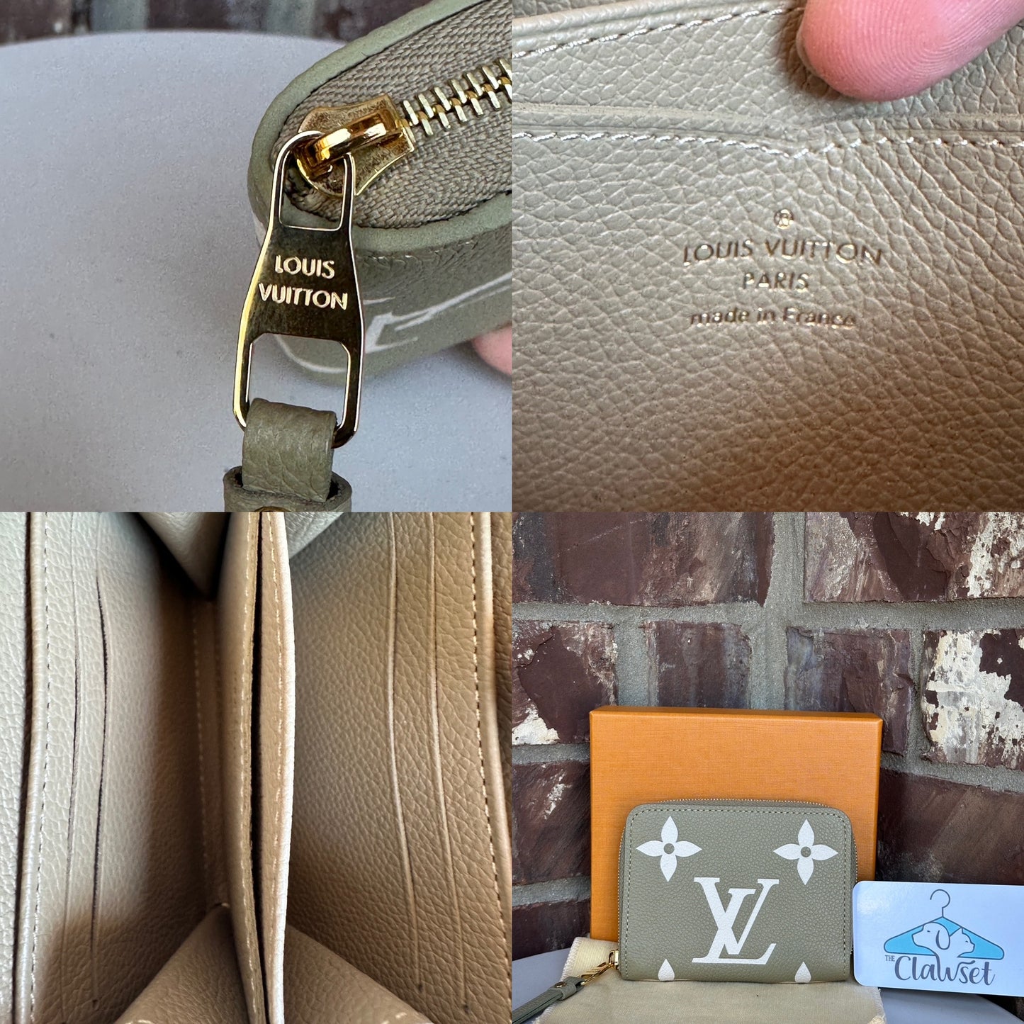 Louis Vuitton Monogram Giant Pattern Empreinte Leather Zippy Coin Wallet Green 41167