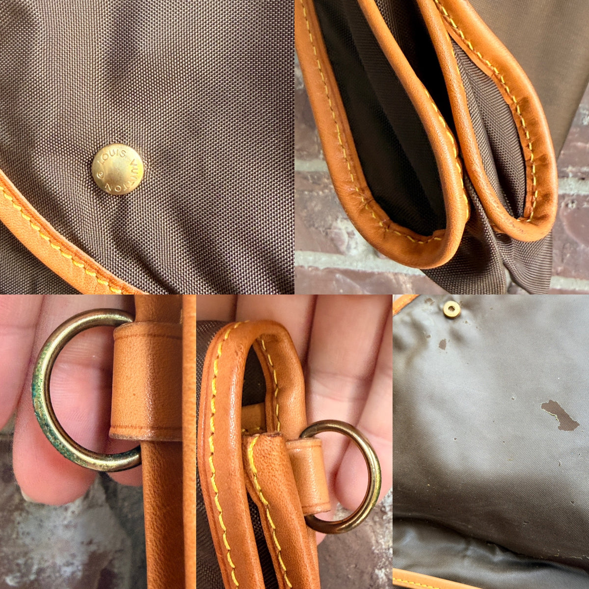Vintage Louis Vuitton Brown Garment Bag Travel Cover Leather Trim - 4