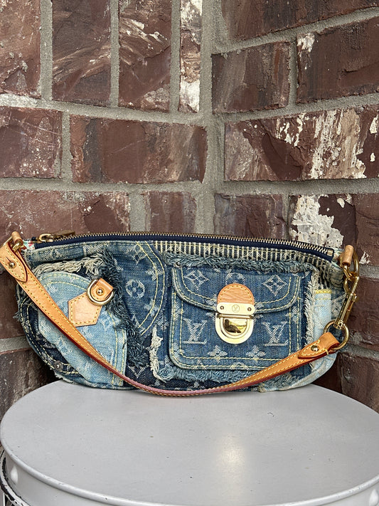 Louis Vuitton Patchwork Pouchy Handbag Denim 712347