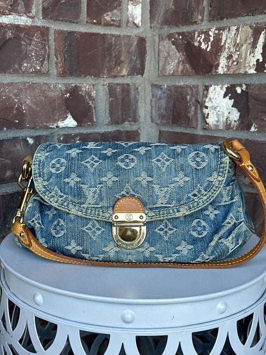 Louis Vuitton Pleaty Handbag Denim Mini