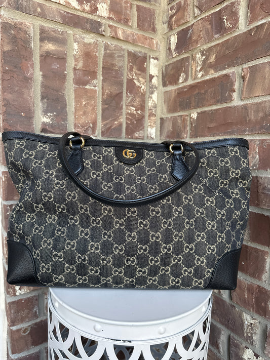 Gucci Ophidia Shopping Tote GG Denim Medium