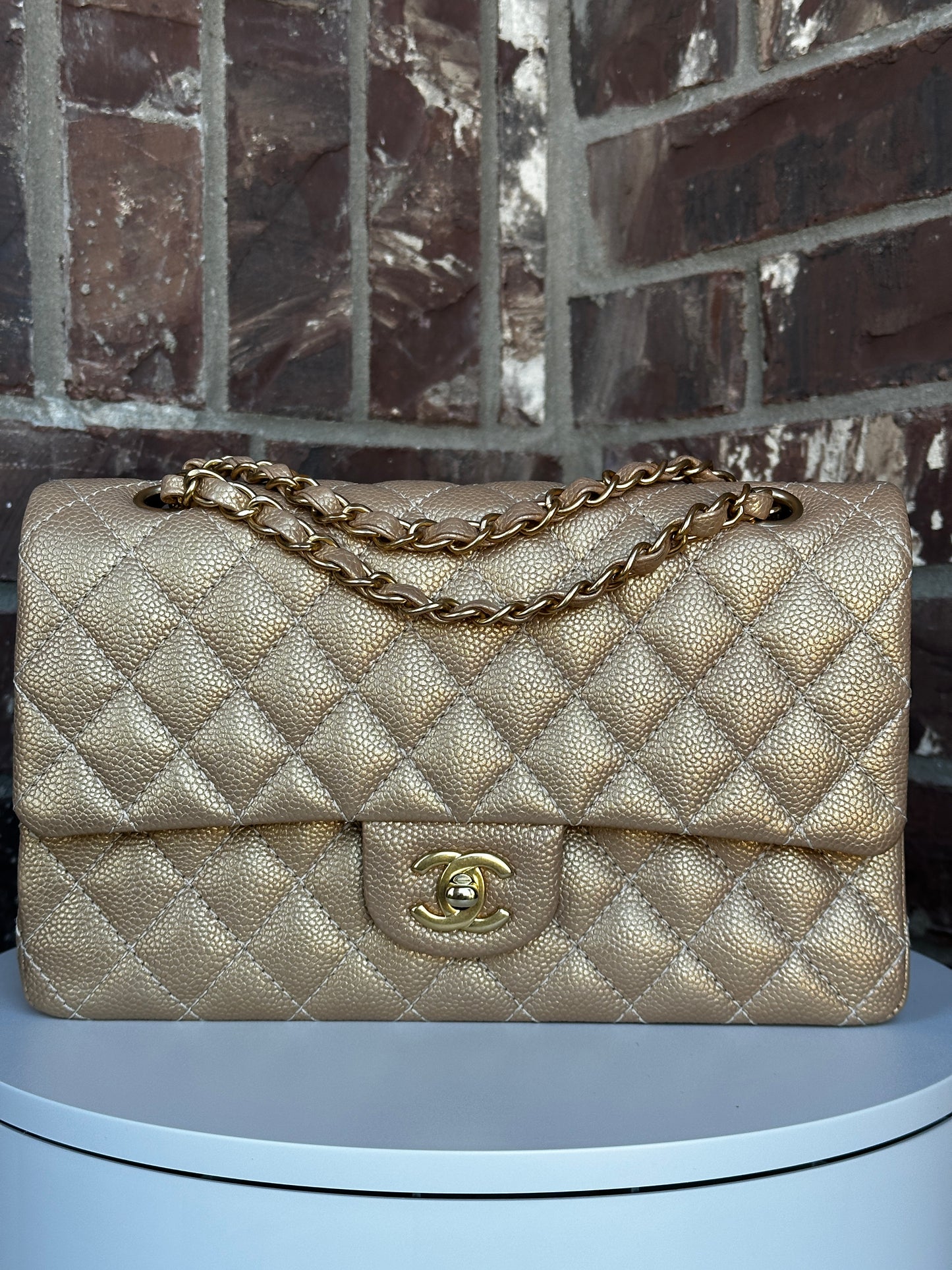 Chanel Classic Double Flap Iridescent Quilted Caviar Medium 