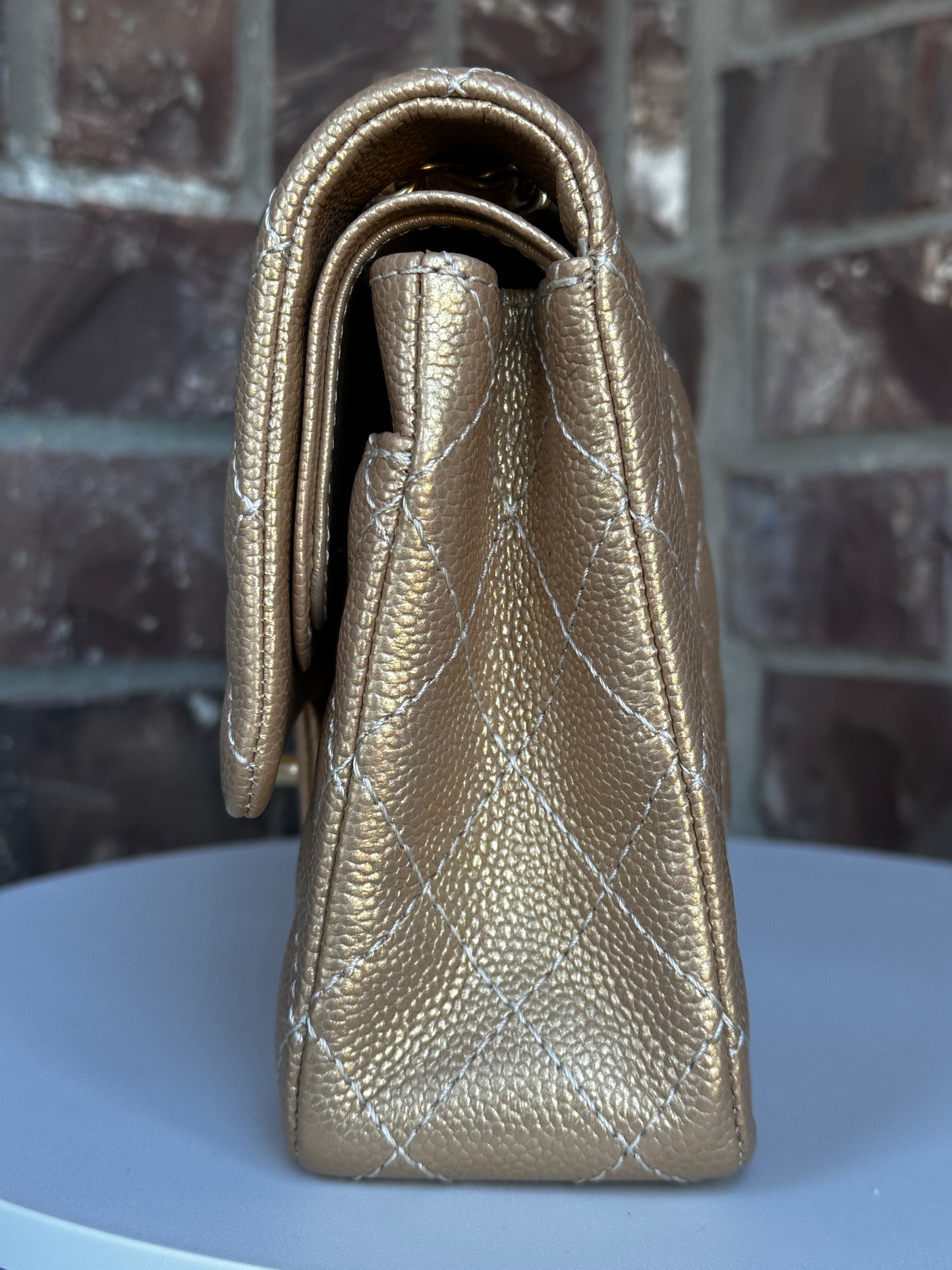 Chanel Classic Double Flap Iridescent Quilted Caviar Medium 42278