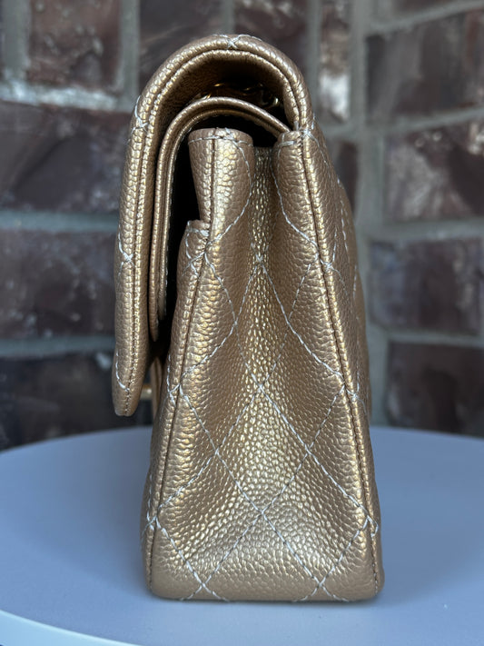 Chanel Classic Double Flap Iridescent Quilted Caviar Medium 42278