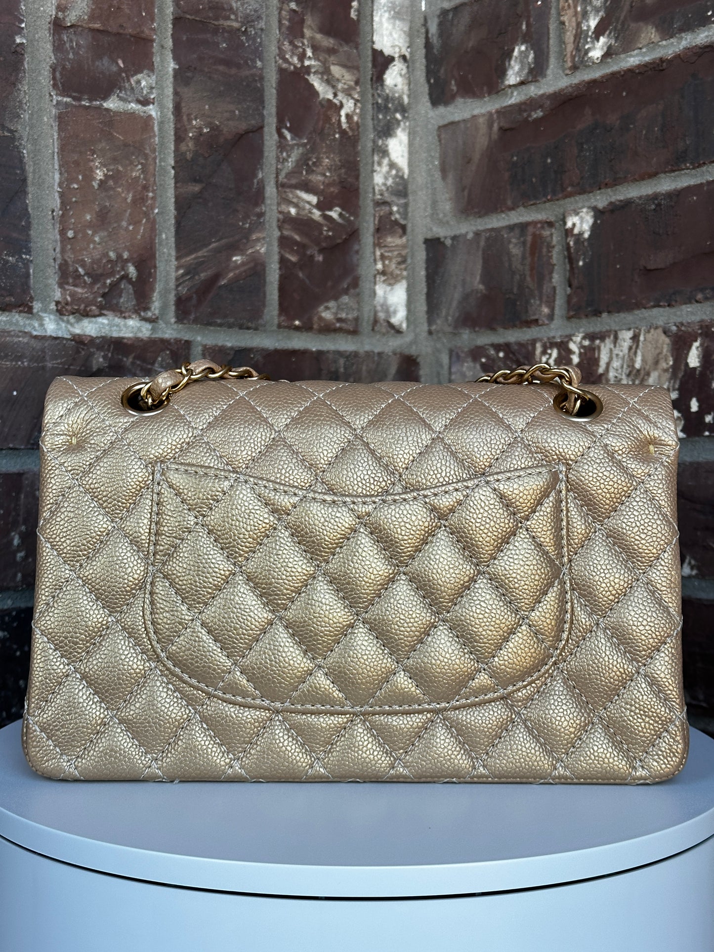 Chanel Classic Double Flap Iridescent Quilted Caviar Medium 42278