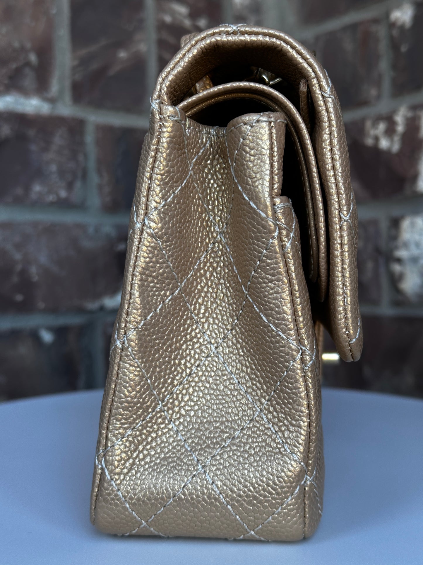 Chanel Classic Double Flap Iridescent Quilted Caviar Medium 42278