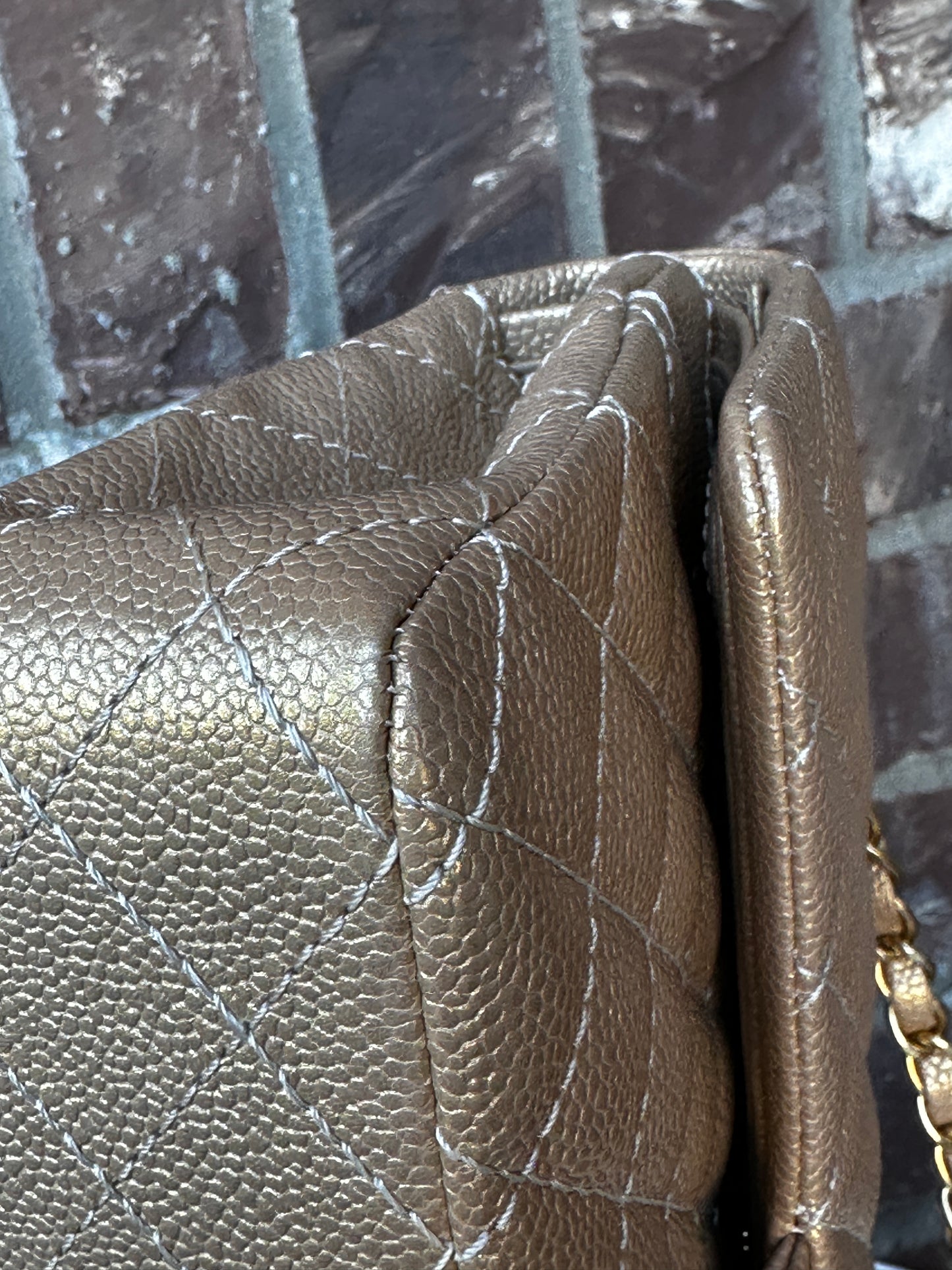 Chanel Classic Double Flap Iridescent Quilted Caviar Medium 42278