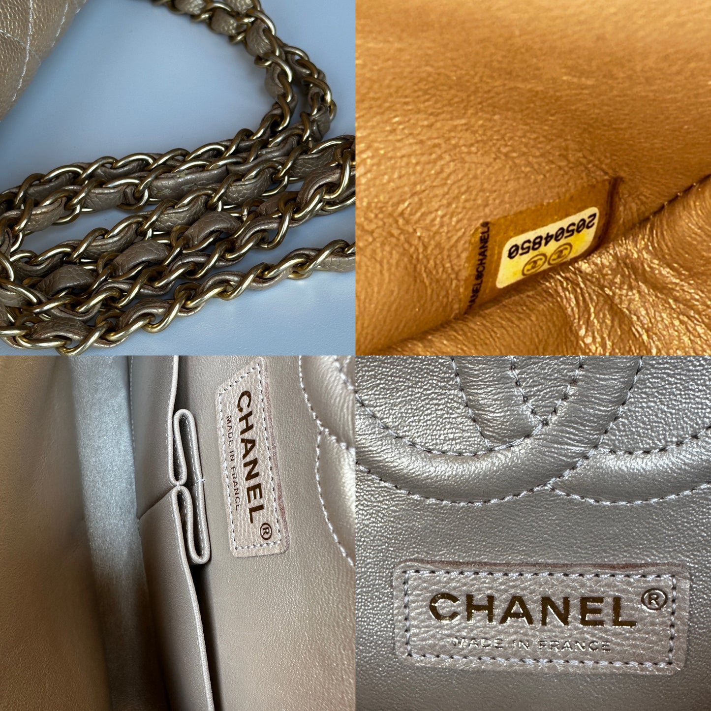 Chanel Classic Double Flap Iridescent Quilted Caviar Medium 42278