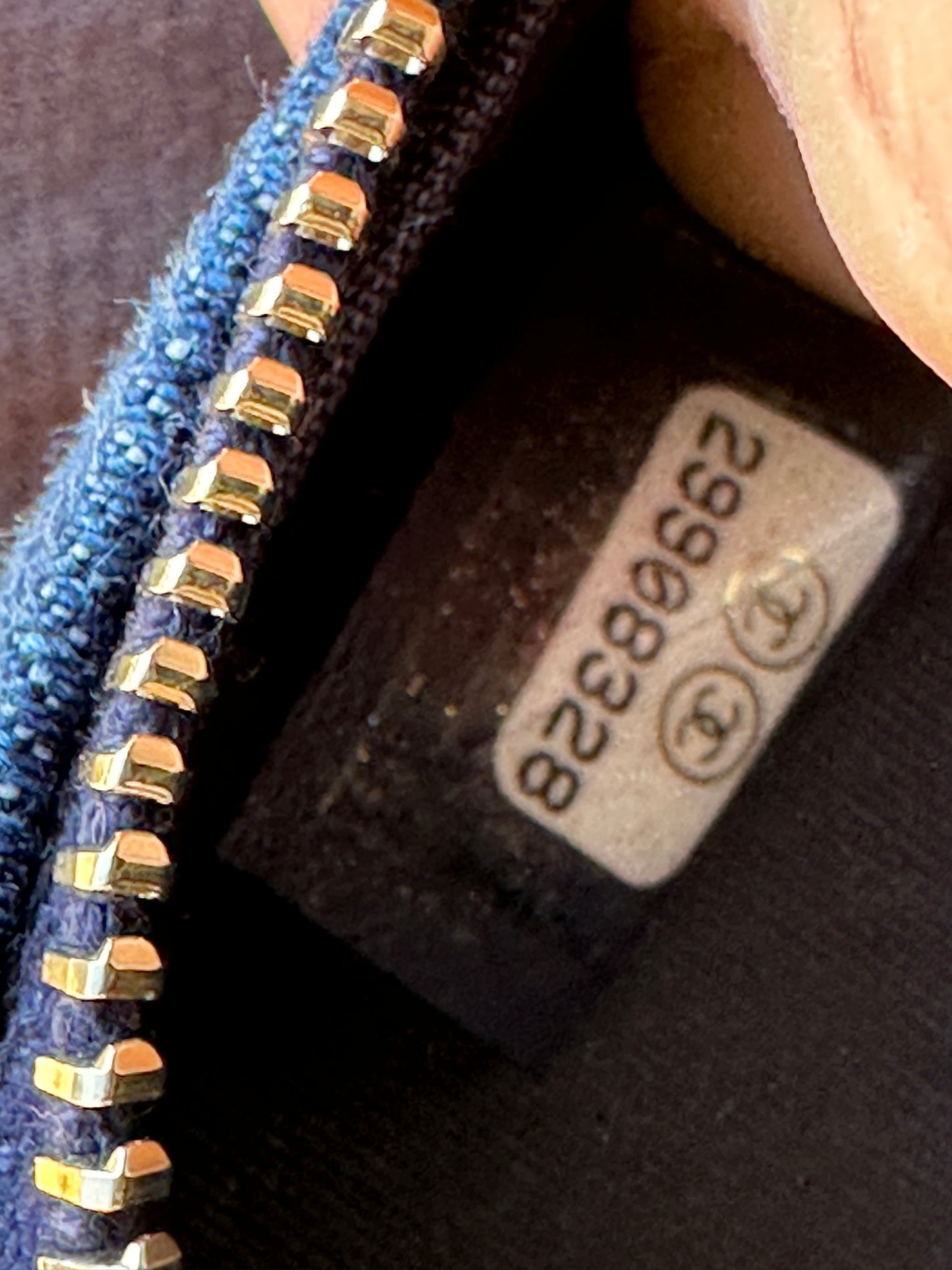 Chanel 19 Round Clutch with Chain Quilted Denim 42253