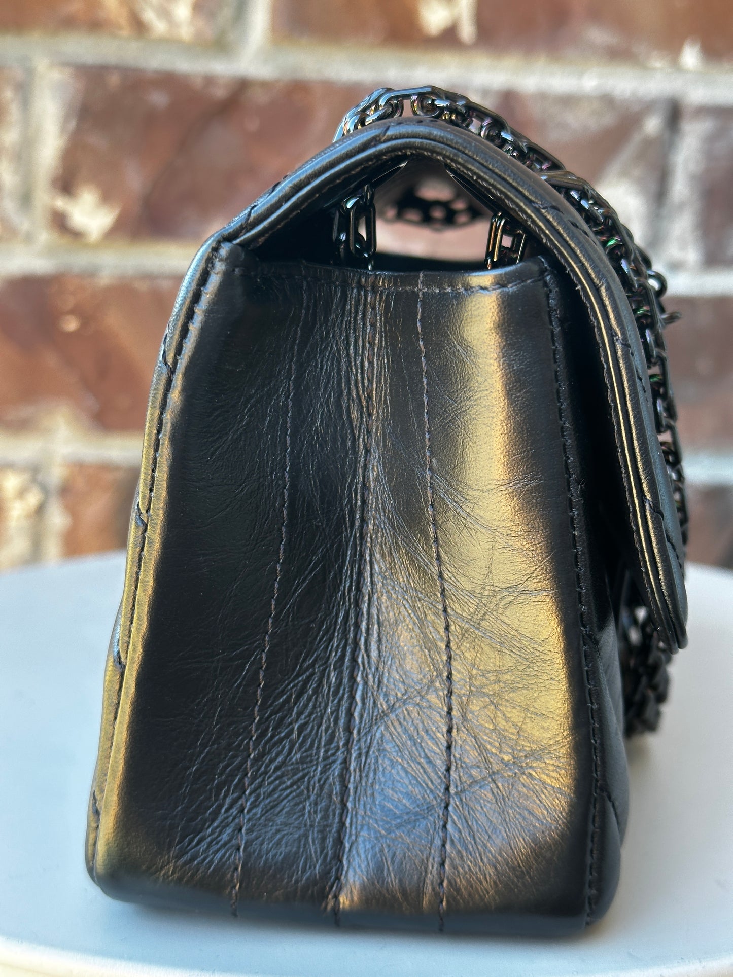 Chanel Reissue 2.55 So Black Chevron Aged Calfskin Mini 41134