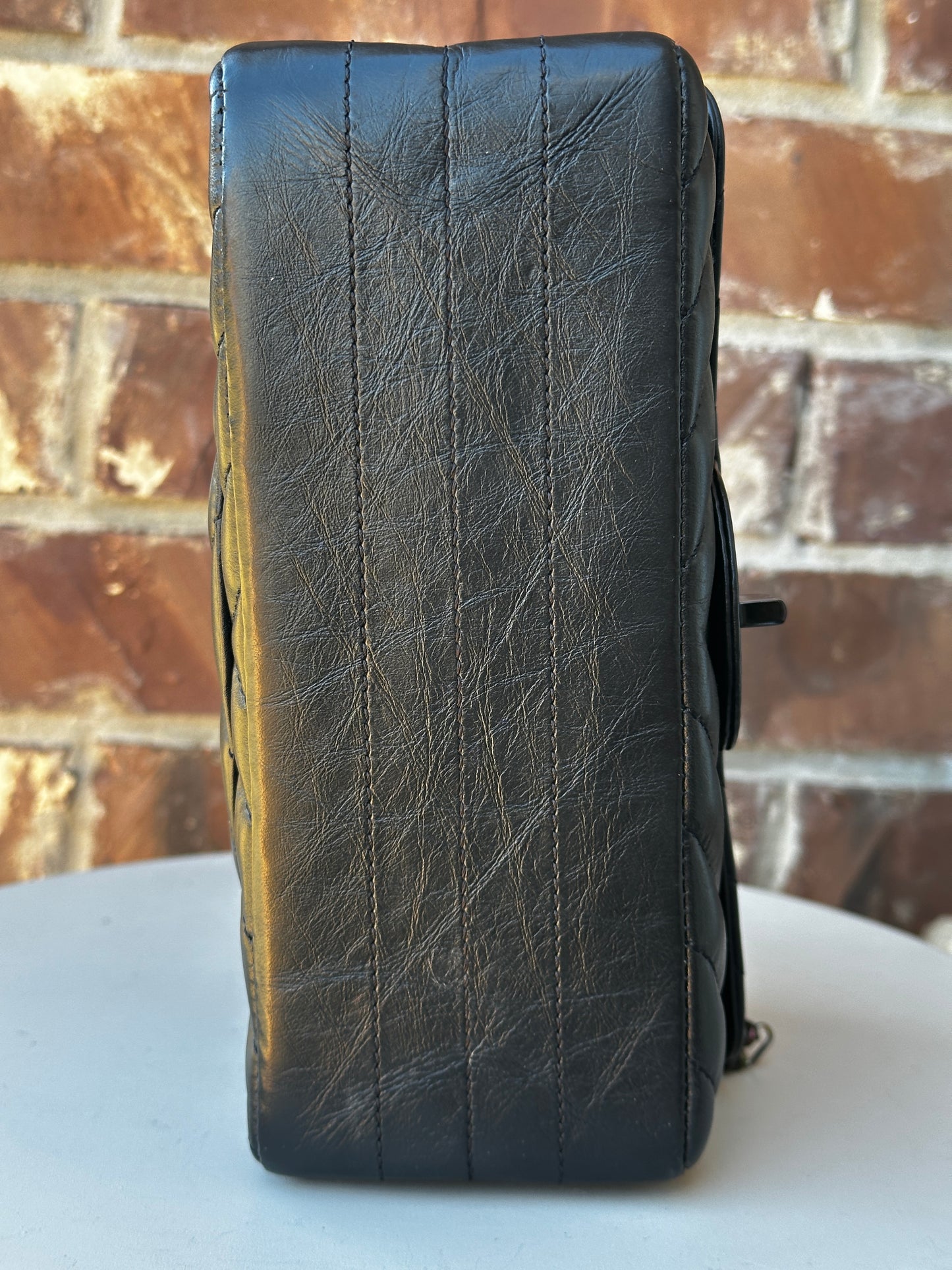 Chanel Reissue 2.55 So Black Chevron Aged Calfskin Mini 41134