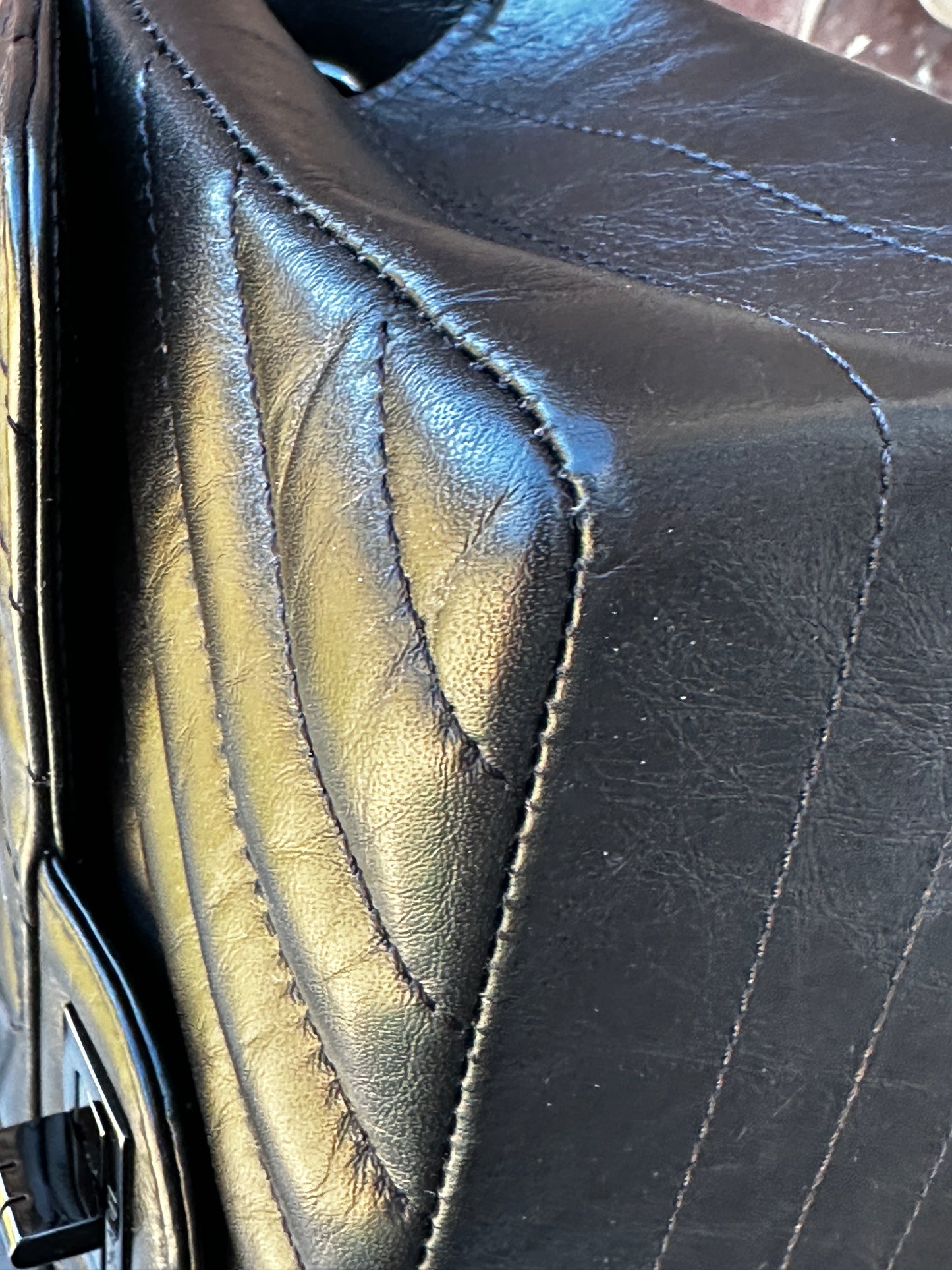 Chanel Reissue 2.55 So Black Chevron Aged Calfskin Mini 41134