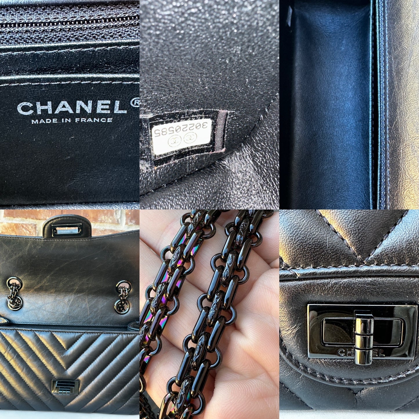 Chanel Reissue 2.55 So Black Chevron Aged Calfskin Mini 41134