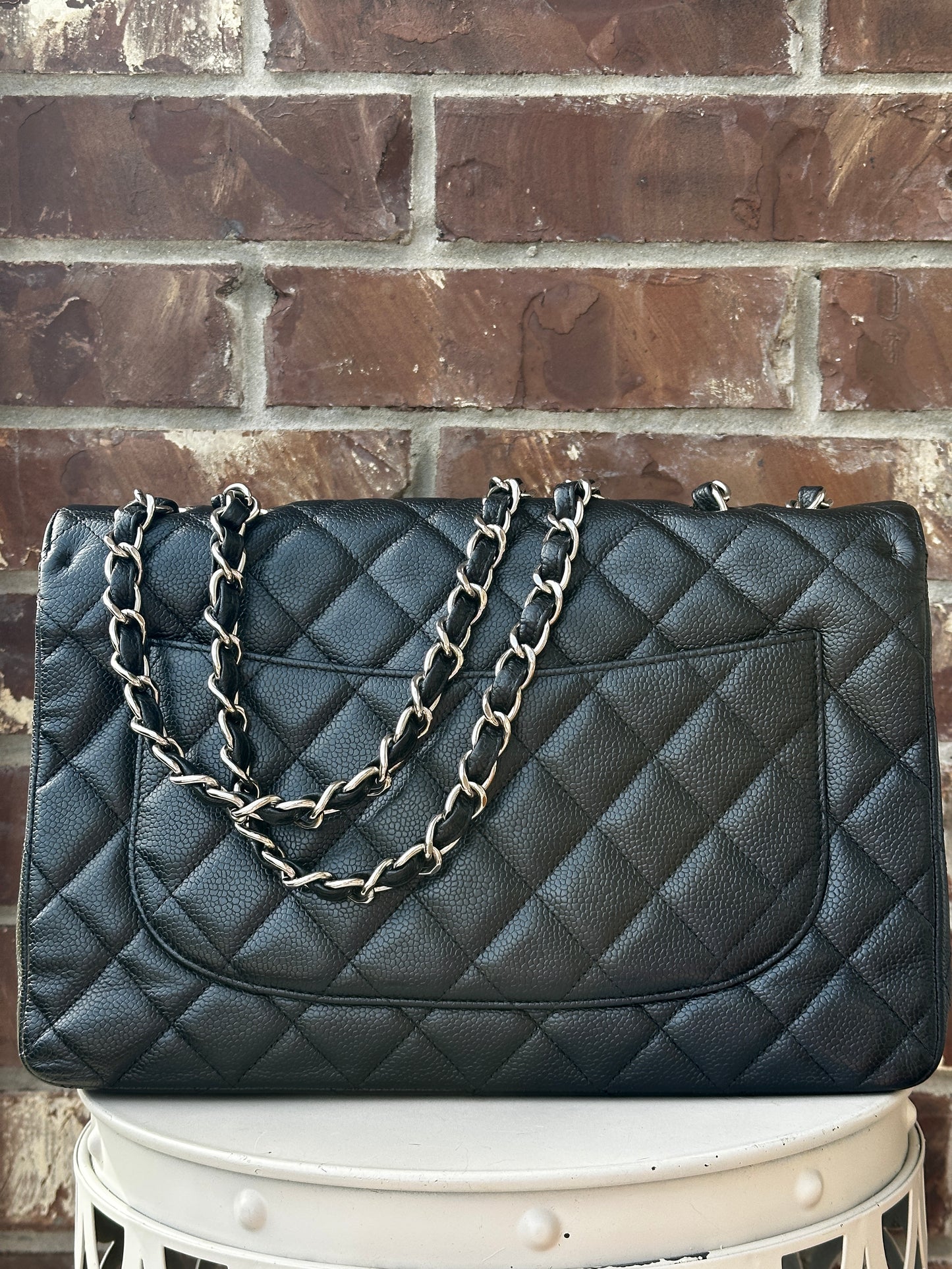 Chanel Classic Single Flap Quilted Caviar Jumbo Bag 51132