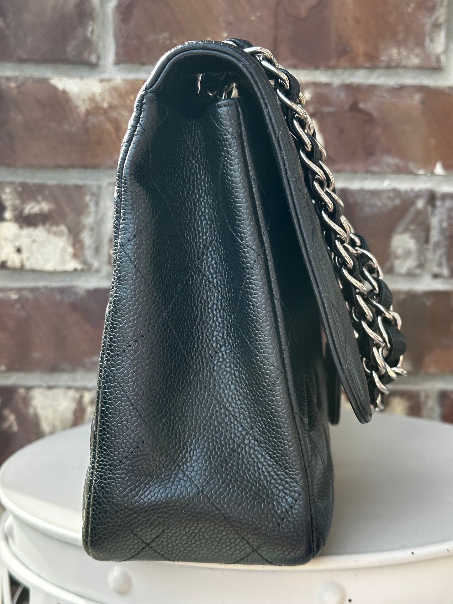 Chanel Classic Single Flap Quilted Caviar Jumbo Bag 51132