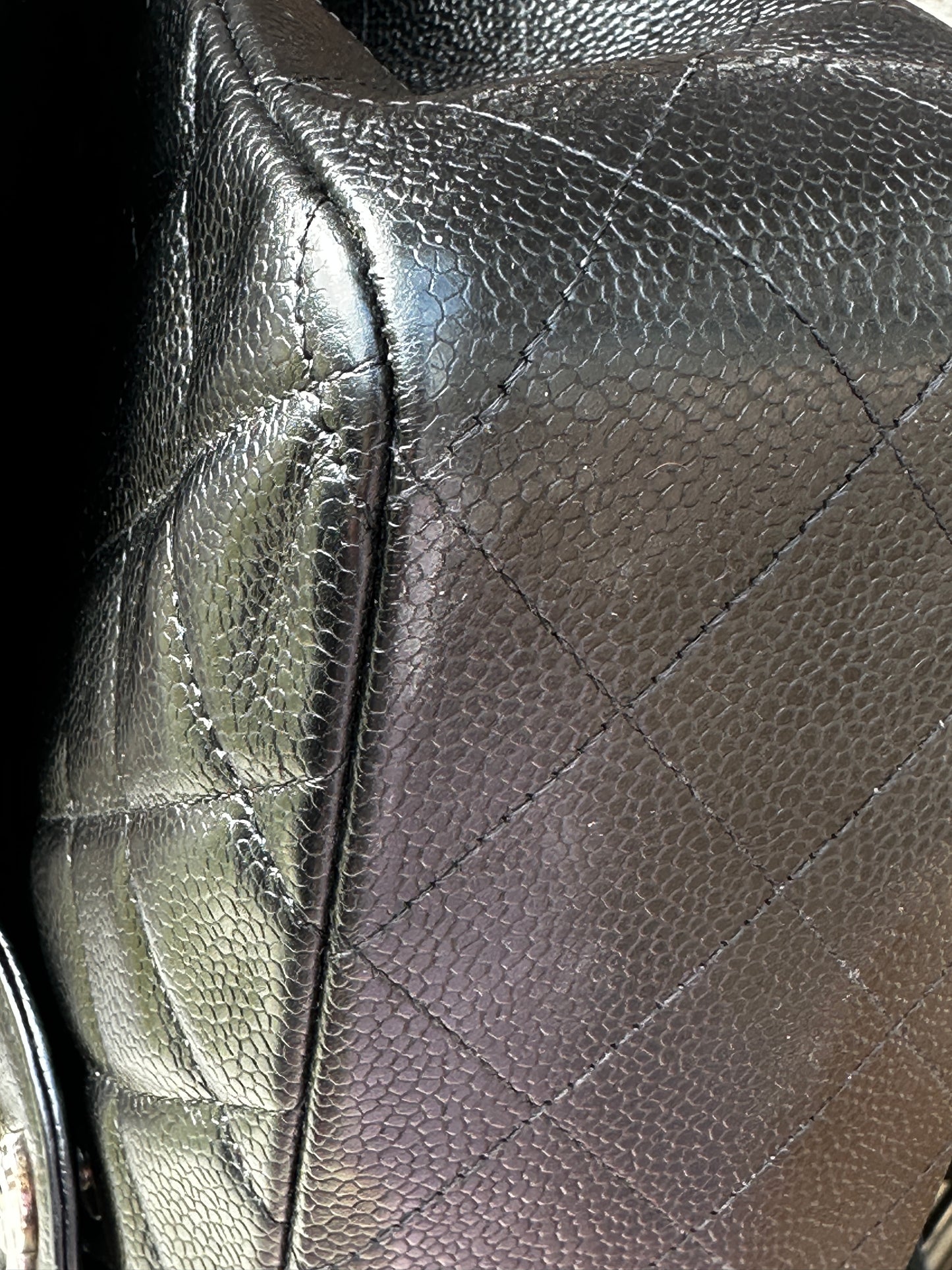 Chanel Classic Single Flap Quilted Caviar Jumbo Bag 51132