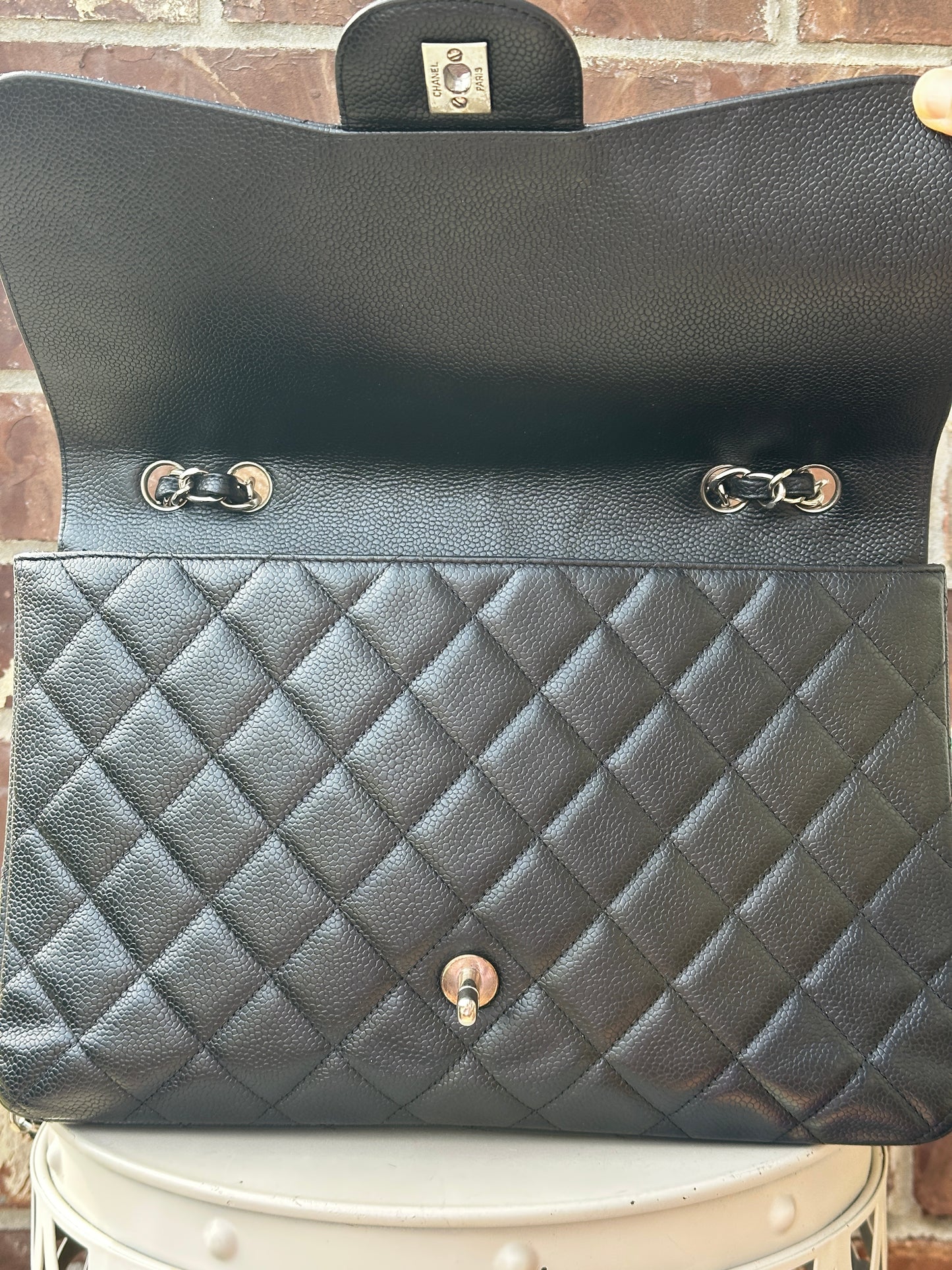 Chanel Classic Single Flap Quilted Caviar Jumbo Bag 51132