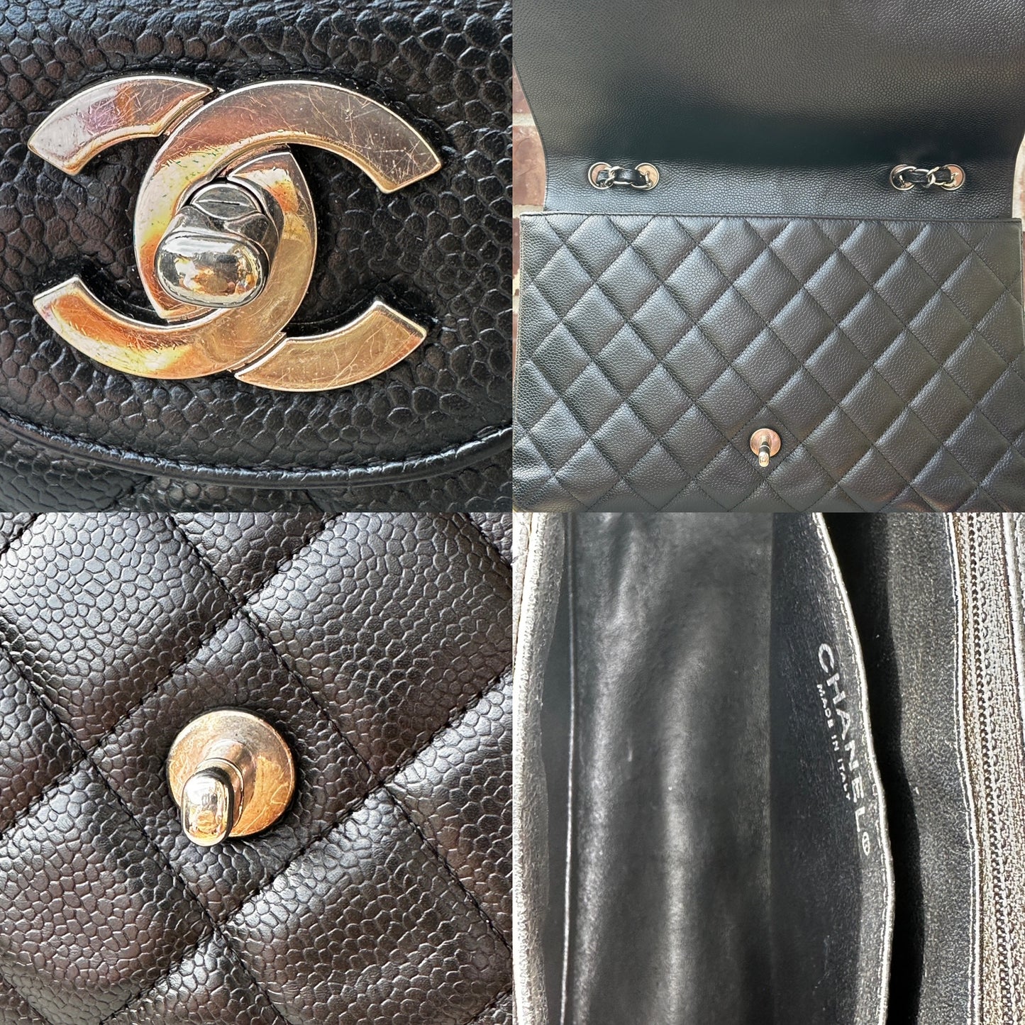 Chanel Classic Single Flap Quilted Caviar Jumbo Bag 51132