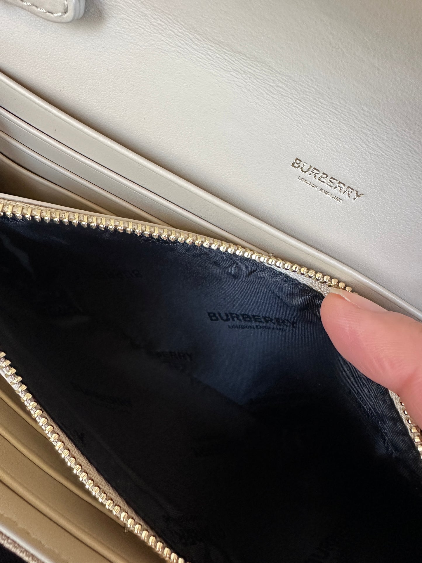 Burberry Hannah Envelope Wallet on Strap Leather and House Check Canvas 68906